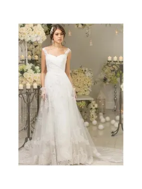 Vestito da Sposa Online Economico Semplice con spalline e pizzo